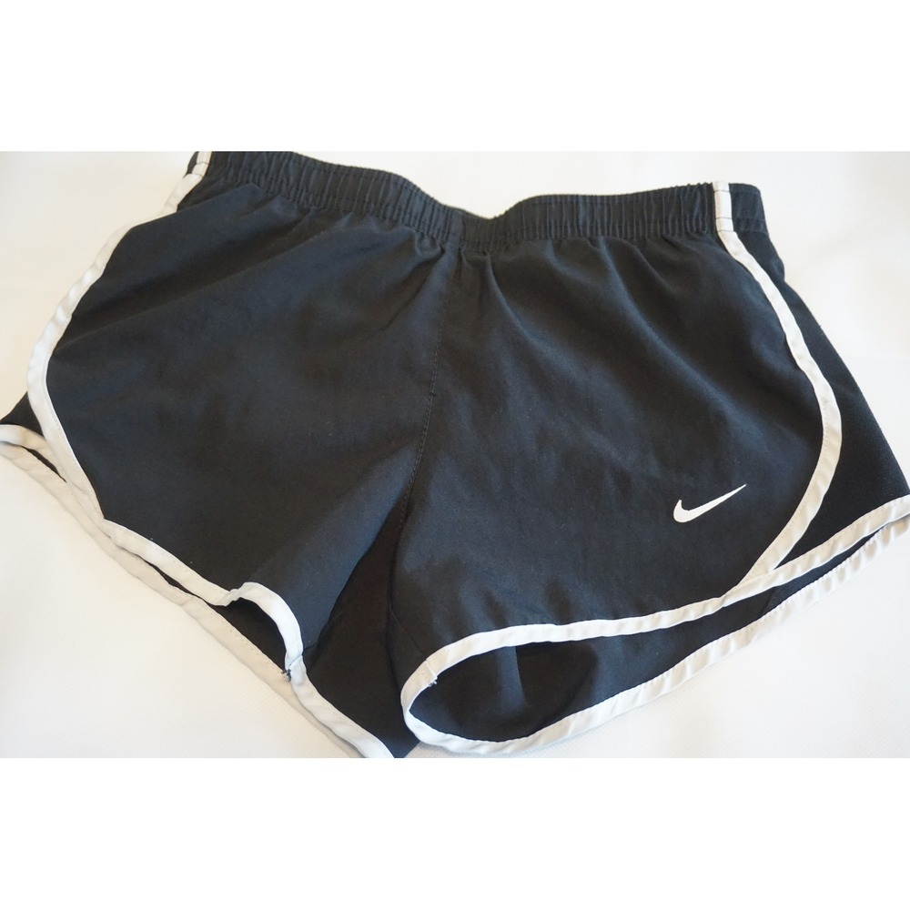 Nike Kids Dri-FIT Tempo Running Shorts‎ Black White Athletic Activewear Small
